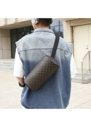 حقيبة كتف طراز كوري عصري على شكل أسطواني للجنسين، ذات حزام طويل