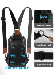 حقيبة صدر رجالية موضة، حقيبة كروس بدي رجالية مضادة للسرقة، حقيبة ظهر قابلة للضبط بحزام كتف مقاوم للماء وخفيفة