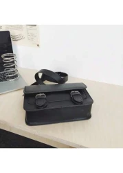 حقيبة رسول عادية للجنسين، حقيبة كتف بطراز بريطاني عصري، حقيبة يد صغيرة مربعة ذات لون واحد وإغلاق بغطاء، متعدد