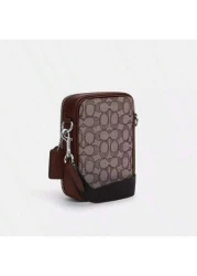 Coach حقيبة كروسبودي رجالية ستانتون، محفظة جلد صغيرة لهاتف محمول وبطاقات ذات تصميم تذكاري، محمولة على الكتف بسي