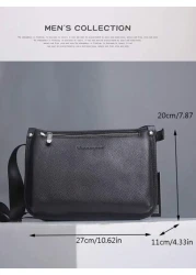 Men s Genuine Leather Shoulder Bag Horizontal Korean Style Business Casual Top Grain Leather Messenger Crossbody Bag