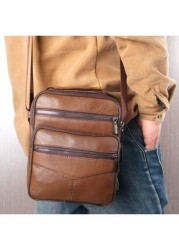 Top Grain Leather New Business Men s Messenger Bag Multi Layer High Capacity Lightweight Suitable For Commuting Travel Shopping Soft Texture Wear Resistant Waterproof