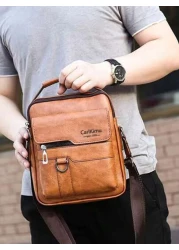 Men s Handbag Men s Shoulder Bag Retro PU Leather Vertical Hand Business Casual Bag Schoolbag