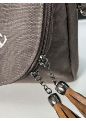 Pentagram Crossbody Bag Tassel Zipper Design Retro Classic Men Shoulder Bag Suitable For Hiking Commuting Travel School Sling Bag