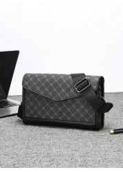 حقيبة كتف مربعة كلاسيكية للرجال، حقيبة جلدية مستعارة عبر الجسم، حقيبة رسول صغيرة مناسبة للطلاب والآباء كهدية