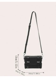 حقيبة يد جلدية صلبة مزينة بمسامير، حقيبة كتف رجالية كاجوال، تصميم مربع مرفوع بغطاء، هدية لحبيب، أب، عيد الحب،