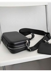 Minimalist Small White Square Wallet With Removable Wide Strap Crossbody Bag Graduation School Supplies