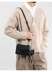 حقيبة كتف مربعة للرجال مع محفظة صغيرة، حقيبة جانبية وحقيبة حمل عبر الجسم، هدية مناسبة ليوم الأب والعيد والتنق