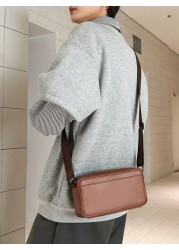 peach tree Men s Box Bag Sling Bag Shoulder Bag Small Square Bag Business PU Waterproof Flap Bag Wallet Business Storage Bag Suitable For Business Trips Graduation School Supplies