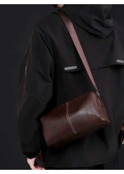 حقيبة كاجوال صغيرة للرجال على شكل دلو، حقيبة كتف مناسبة للسفر والتنقل واليوم الدراسي