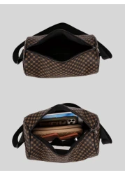 Retro Print Streetwear Unisex Shoulder Bag Crossbody Bag Wide Strap Korean Fashion Student Round Cylinder Bag Long Bag