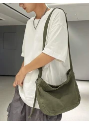 1pc Men Canvas Crossbody Bag Large Capacity Shoulder Bag Casual Minimalist Solid Color Mini Crossbody Bag Suitable For Gifts On Halloween Christmas Valentine s Day Autumn Winter School Supplies