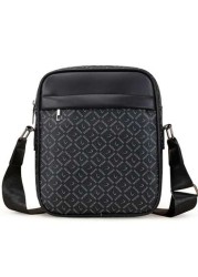 A Fashionable Men s Business PU Bag With PVC Leather Material Small Square Bag Shoulder Crossbody Bag Mobile Phone Bag Coin Purse Brand Print Metal Zipper Adjustable Shoulder Strap Fine Stitching Stor