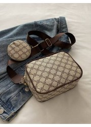 Mini Square Bag Geometric Pattern With Coin Purse PU For Daily Life