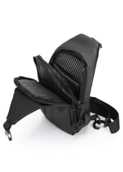 Sling Bag For Men Crossbody Bag USB PU Leather Shoulder Bag Chest Bag For Daily Use Waterproof Lightweight One Strap Backpack