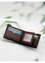 HOVI S Men s Short Wallet Casual Fashion Retro Wallet For College Students Business Youth New Multi Card Slot Color Block Design