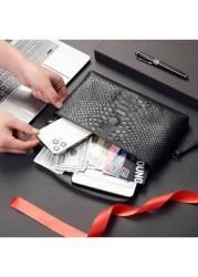 Genuine Leather Clutch Bag For Men Crocodile Pattern Flap Business Hand Bag New Casual Bifold Wallet