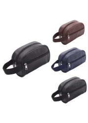 حقيبة غسيل للرجال مقاومة للماء لحفظ مستحضرات التجميل، من نمط جلد الليتشي البلاستيكي، حقيبة مكياج محمولة، منظ