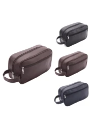 Men Waterproof Travel Toiletries Storage Bag PVC Lychee Pattern Cosmetic Bag Portable Makeup Organizer Male Zipper Handbags