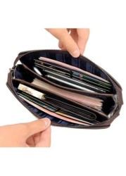Genuine Leather Clutch Wallet Business Password Lock Wallet Anti Theft Handbag Wallet Phone Stand Briefcase Travel Bag Coffee Color Gifts Fall Christmas Scream Men Bag Men Wallet Hand Bag Men Coin Pur