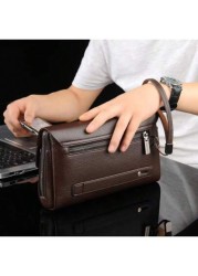 Plus Size Men s Long Leather Clutch Wallet Travel Passport Business Credit Card Holder Casual Fashion Anti Theft Password Lock Handbag Purse