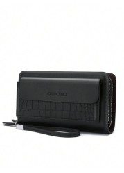 gorchis New Crocodile Pattern Clutch Bag Multi Card Slots Double Zipper Multifunctional Handheld Wallet Long Purse Phone Bag Business Casual Black Clutch Summer Dad Freshman For Books Travel Winter Ho