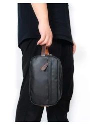 Men Clutch Bag Men Handbag Men Wristlet Bag Large Capacity Waterproof Lightweight For Business Sport Travel PU Leather Casual Business Laptop Outdoor Winter Purse Wash Bag Old Money Toiletry Bag Vinta