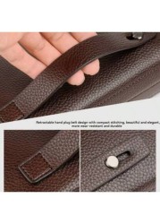 Leather Men s Clutch Wallet Men s Business Password Lock Wallet Anti Theft Clutch Wallet With Phone Holder Travel Bag Coffee Color Durable