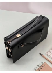 KAIDUCH حقيبة يد كلاتش فينتاج بحجم كبير، حقيبة مع سحاب مزدوج، حقيبة هاتف، محفظة منظمة للبطاقات والأوراق النقدية،