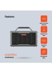 Porodo Soundtec Surge 2.2 Channel Party Speaker, 100W Max Output Power, 12000mAh Battery, Bluetooth V5.0, IPX5 Water-Resistant, Multi-Band Equalizer, RGB Lights
