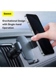 Baseus Car Phone Mount Compatible Applicable Mercede Benz Mobile Phone Holder A B C E S Class Ford Mustang Mini Countryman Cooper S Automatic Locking Specially Design For Round Air Vent Grey