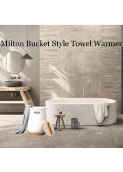 Milton Bucket Style Towel Warmer, Luxury Bucket Towel Warmer, Large Towel Warmer for Bathroom, Auto Shut Off, Fits Up to Two 40&quot;X70&quot; Oversized Towels, Bathrobes, Blankets, PJ&#39;s &amp; More, White, CL1.