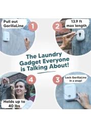 GorillaLine Retractable Clothesline Indoor Outdoor Clothes Line Heavy Duty Clothes Drying Laundry Line Wall Mounted Drying Rack Clothing Line