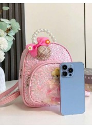 low tea 1 قطعة حقيبة ظهر بنمط القواقع اللامعة وشكل الأميرة، تصميم كرتوني، حقيبة مدرسية سفر، حقيبة ظهر، حقيبة مدرس