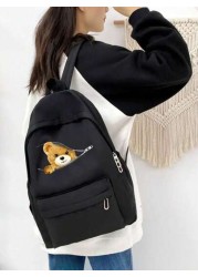 Zipper Cat Casual Backpack Large Capacity Computer Bag Outdoor Travel Backpack Large Capacity Practical Letter Graphic Casual Backpack For Teen Girls Girl High School Students College Students With Mu