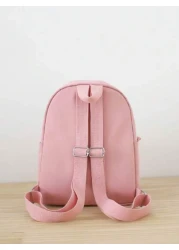 حقيبة ظهر عملية زغبي تصميم رسوم كارتون أرنب و مزخرف برقعة عبارة سستة لطيفة بنات