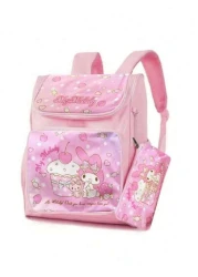 Sanrio Schoolbag With Pencil Case Waterproof School Student Backpack Cartoon Cute Bookbag Kawaii School Supplies Birthday Christmas Gift