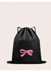 1 Pc Fashion Cute Cartoon Printing Polyester Material Drawstring Strap Pocket Suitable For Boys And Girls Large Capacity Backpack Sports Backpack Basketball Bag Suitable For Sports Suitable For Going