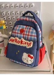 Sanrio Hello Kitty Backpack Retro Plaid Cute Cartoon Large Capacity Lightweight School Bag For Female College Students Niche Design Ideal For Classes And Casual Use Stylish Student Backpack For Everyd