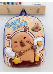 1 Pc New Boys And Girls Cartoon Capybara Print Pvc Nylon Backpack Adjustable Straps Zipper Closure Cute Casual Bag For School Outdoor Activities Travel And Friends Gift