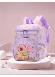 1pc Zipper Opening And Closing Stylish Cartoon Style Capybara Small Backpack Suitable For Height Of About 94 110cm Suitable For Any Occasion Lightweight Travel Backpack Comfortable And Adjustable Shou