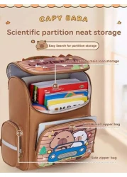 1 Pc Boys Girls Fashion Cartoon Cute Student Links Closed Lightweight Spine Protection Large Capacity Duffel Bag Daily Use