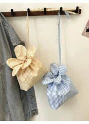 1pc Cute Crossbody Small Flower Bag Small Fresh Mobile Phone Bag Simple Plaid Walking Shoulder Bag Commuter Storage Bag Versatile Casual Bag Meets Basic Storage Needs Suitable For Outdoor Daily Use