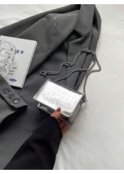 حقيبة كروس بودي صغيرة لطفل مع سلسلة من الجلد الصناعي باللون الصلب المعدني