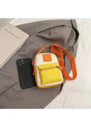 1pc New Contrast Color Shoulder Bag Sporty Casual Nylon Water Resistant Crossbody Bag