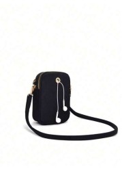 1pc Stylish And Simple Straddle Walk Mini Bag Bear Ko U Wood Printed Coin Wallet With Mobile Phone Pocket Casual Trip Back To School Gift