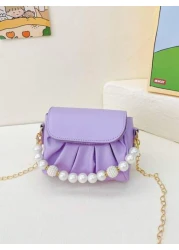 قطعة واحدة حقيبة كتف منسدلة بسلسلة اللؤلؤ الأنيقة المصنوعة من ال- PU المُبرمة بإتقان وبتصميم متناسق عالي الجود