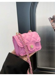 حقيبة صغيرة مربعة بطراز كلاسيكي قابلة للتحويل، حقيبة كتف قصيرة موضة بسلسلة وخرز، حقيبة كتف صغيرة شعبية جديدة