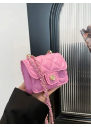 1pc Versatile Stylish Retro Crossbody Small Square Bag Mini Bag Fashion Chain Shoulder Crossbody Bag Popular New Texture Rhinestone Chain Lipstick Shoulder Crossbody Small Bag