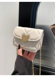 1pc Pu Magnetic Buckle Fashionable And Simple Love Lock Candy Color Diamond Pattern Shoulder Messenger Bag Mini Bag Niche Design Play Comfortable Chain Shoulder Strap Smooth And Versatile Not Picky Su